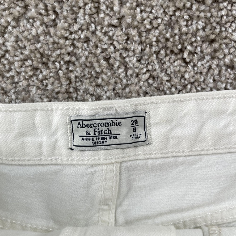 Abercrombie & Fitch Shorts Womens 8 White Denim High Rise Distressed Cutoff - Picture 3 of 9